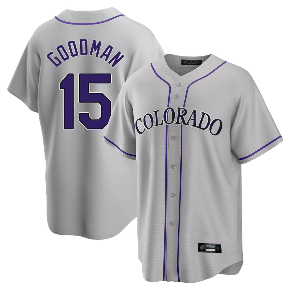 tocy C.Rockies #15 Hunter Goodman Player Gray Game Home Stitched Jerseys