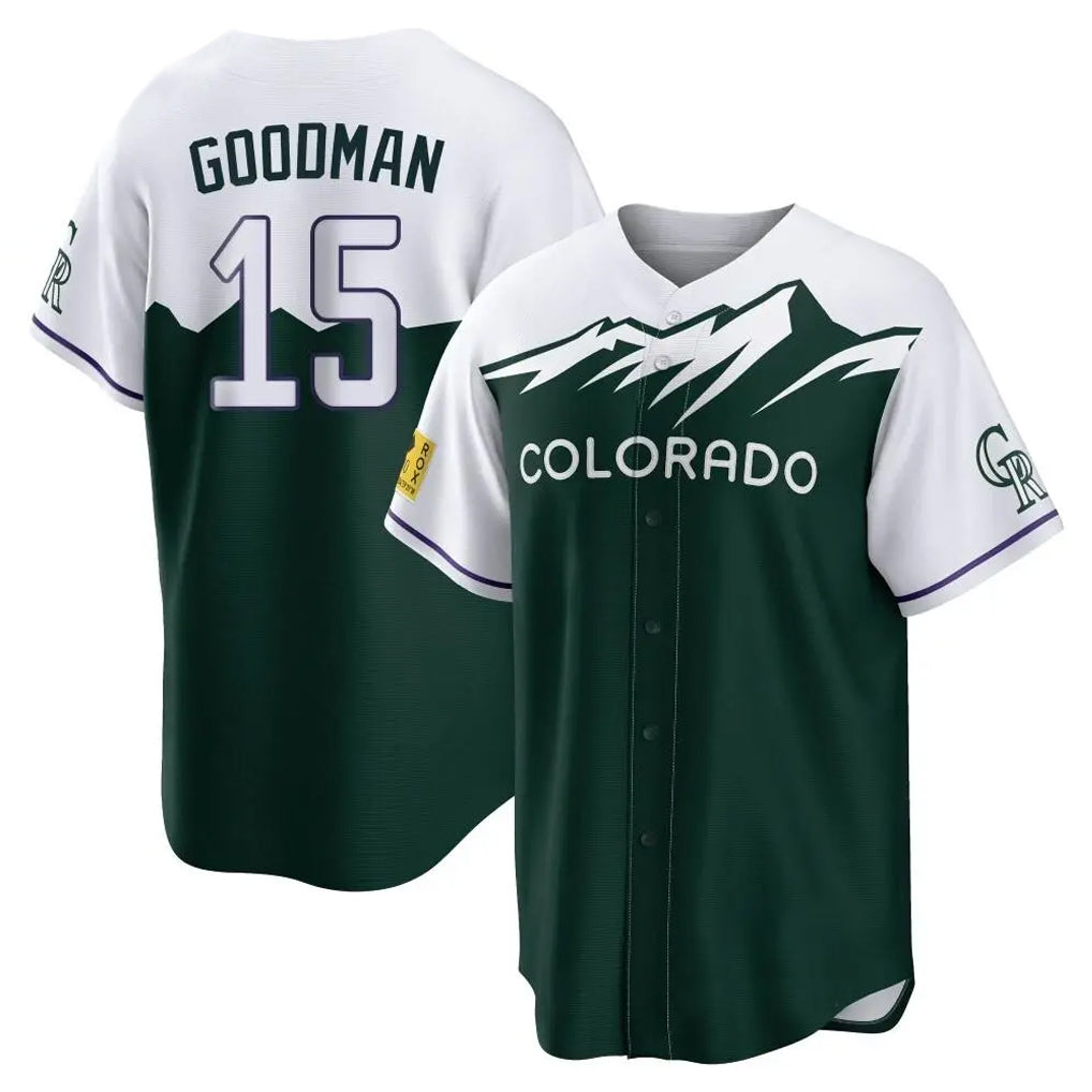 tocy C.Rockies #15 Hunter Goodman Player Green City Connect Home Game Stitched Jerseys