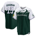 tocy C.Rockies #15 Hunter Goodman Player Green City Connect Home Game Stitched Jerseys