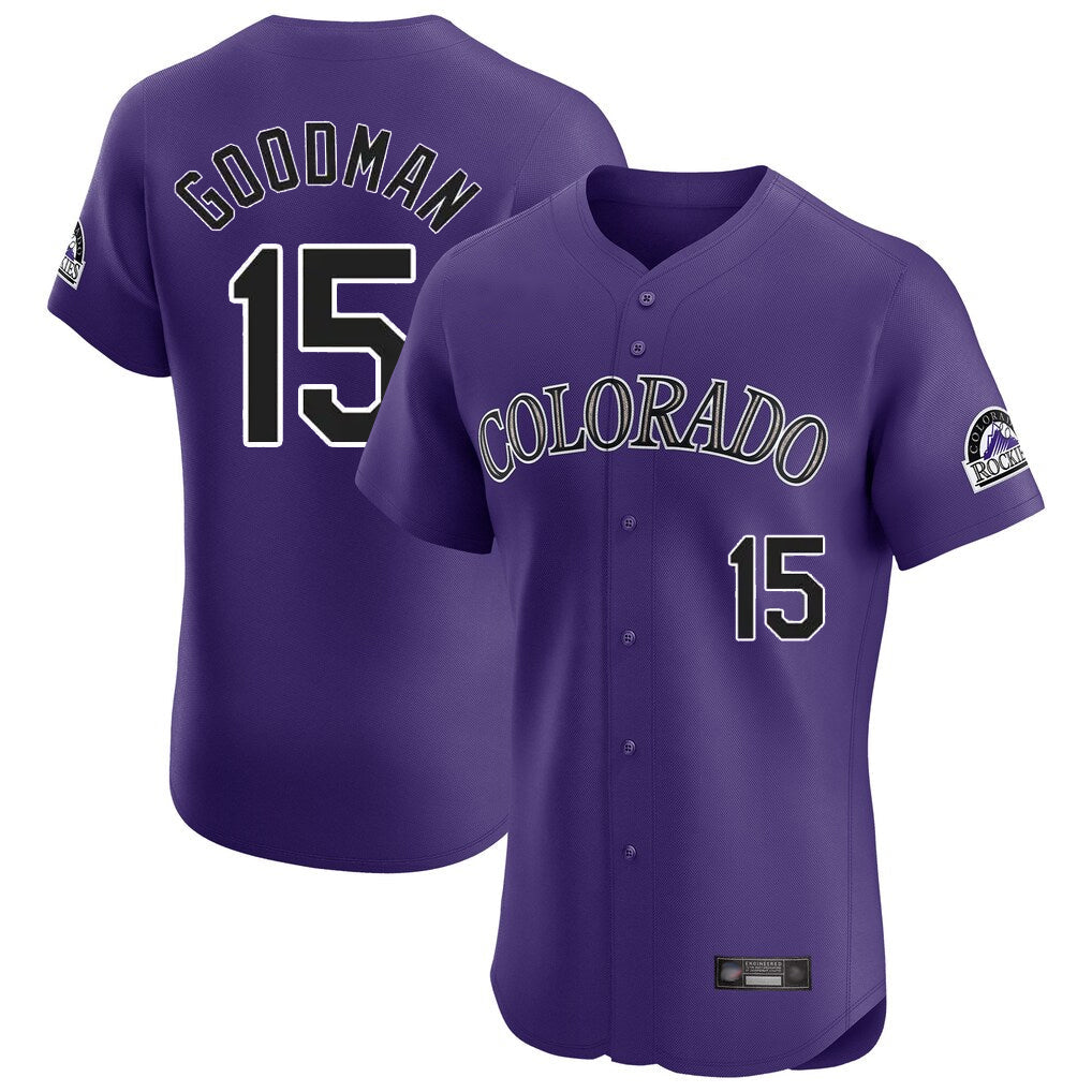tocy C.Rockies #15 Hunter Goodman Player Purple Limited Elite Home Stitched Jerseys