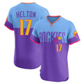 tocy C.Rockies #17 Todd Helton Player Purple-Light Blue City Connect Limited Elite Home T-shirt Stitched Jerseys