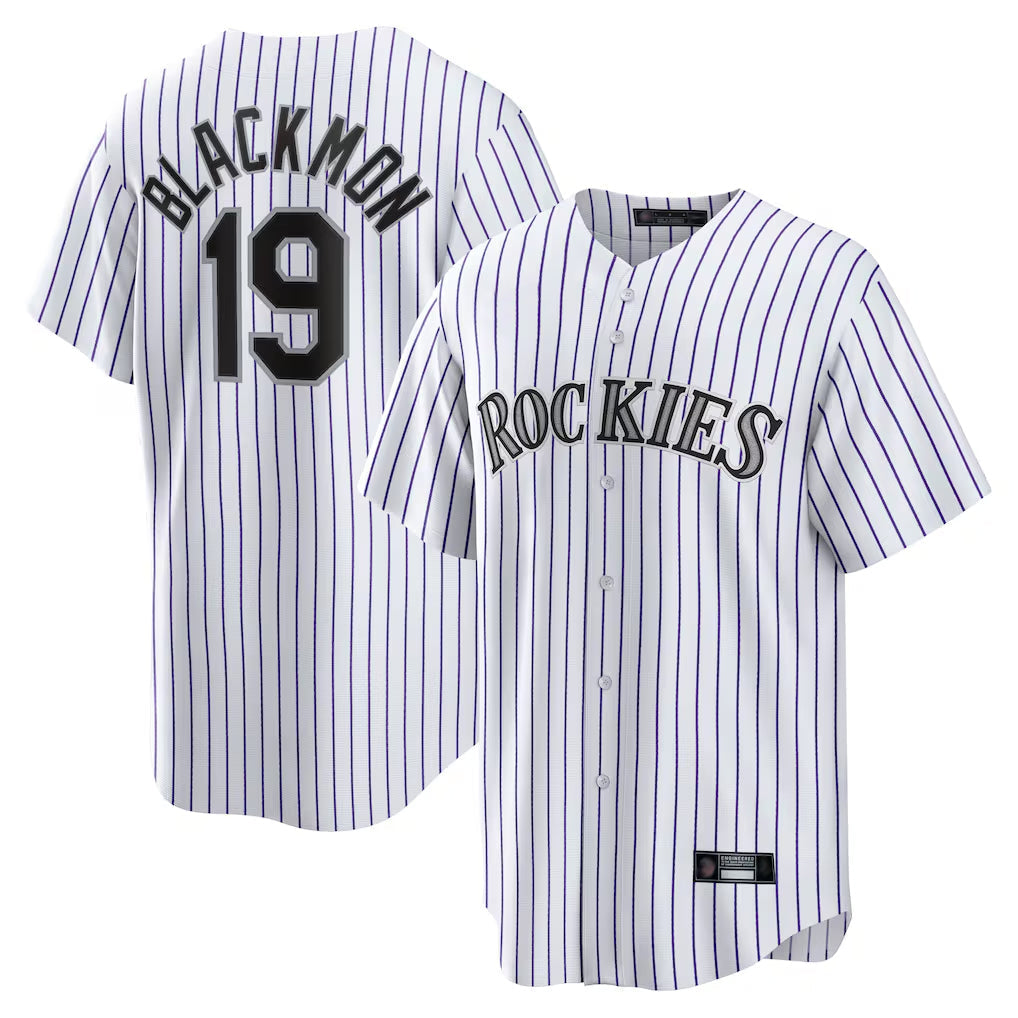 tocy C.Rockies #19 Charlie Blackmon Player White Game Home Stitched Jerseys