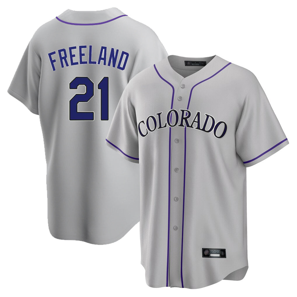 tocy C.Rockies #21 Kyle Freeland Player Gray Game Home Stitched Jerseys