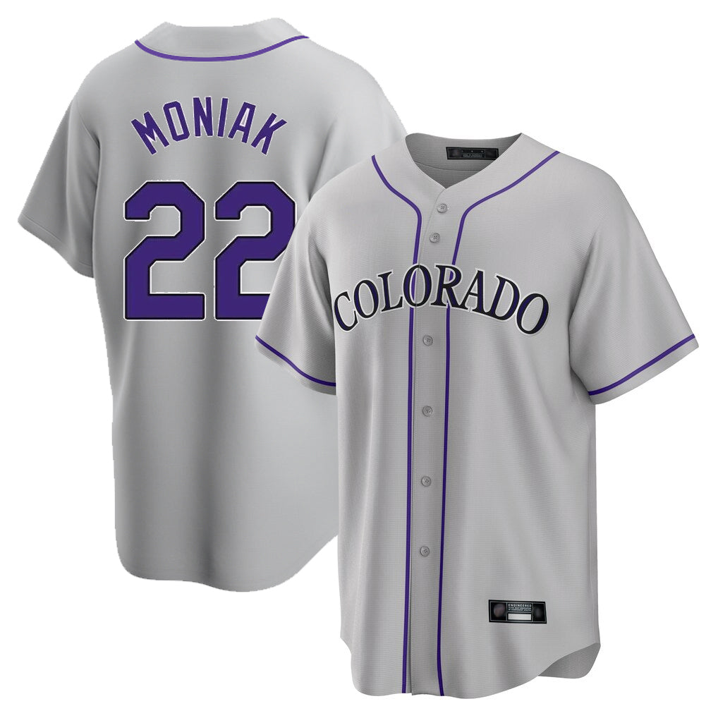 tocy C.Rockies #22 Mickey Moniak Player Gray Game Home Stitched Jerseys