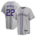 tocy C.Rockies #22 Mickey Moniak Player Gray Game Home Stitched Jerseys