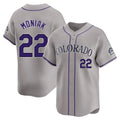 tocy C.Rockies #22 Mickey Moniak Player Gray Limited Home Stitched Jerseys