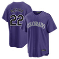 tocy C.Rockies #22 Mickey Moniak Player Purple Game Home Stitched Jerseys