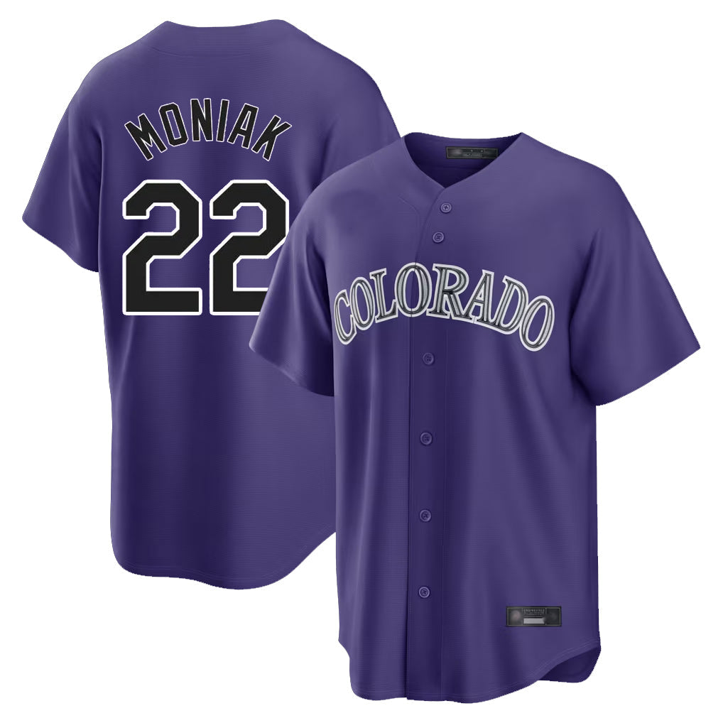 tocy C.Rockies #22 Mickey Moniak Player Purple Game Home Stitched Jerseys