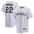 tocy C.Rockies #22 Mickey Moniak Player White Game Home Stitched Jerseys