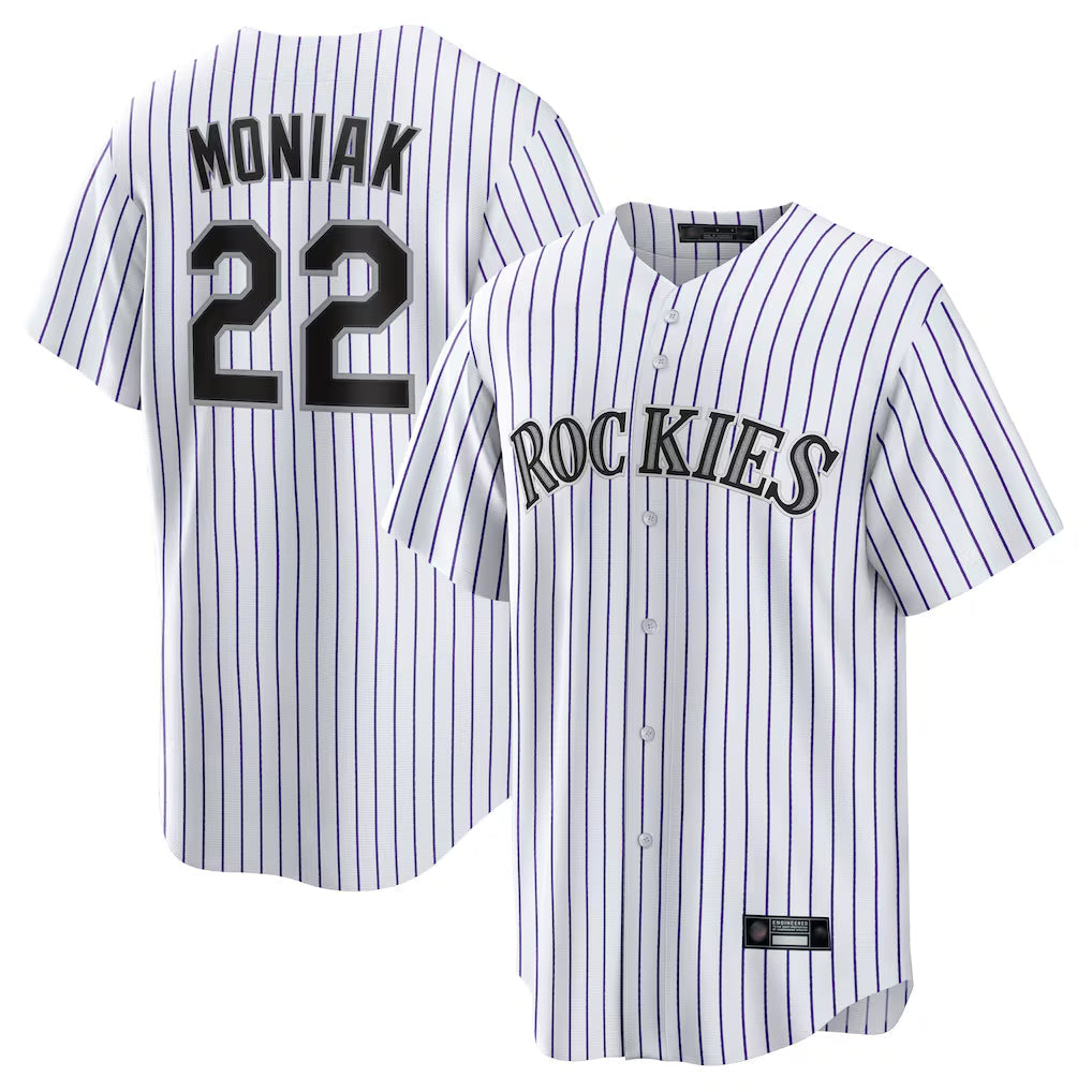 tocy C.Rockies #22 Mickey Moniak Player White Game Home Stitched Jerseys