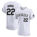 tocy C.Rockies #22 Mickey Moniak Player White Limited Elite Home Stitched Jerseys