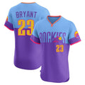 tocy C.Rockies #23 Kris Bryant Player Purple-Light Blue City Connect Limited Elite Home T-shirt Stitched Jerseys