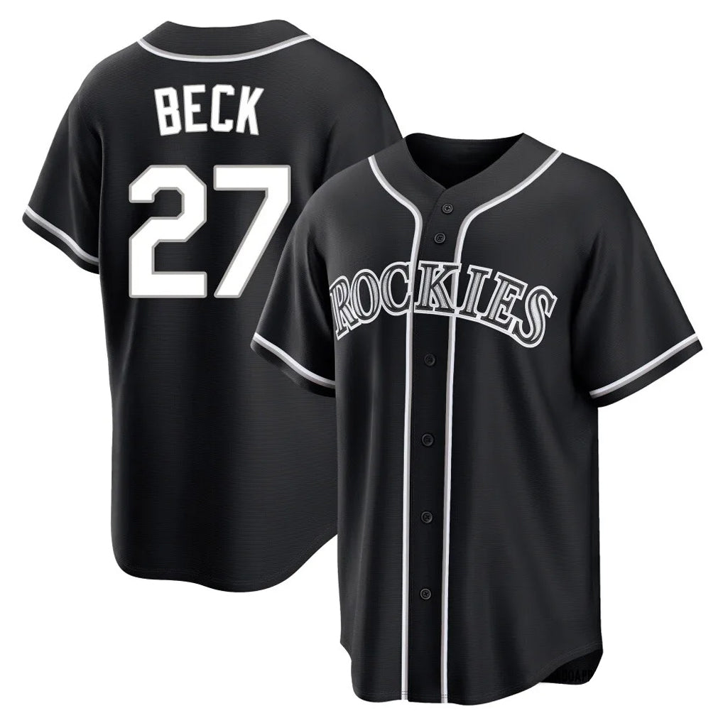 tocy C.Rockies #27 Jordan Beck Player Black Fashion Out Home Game Stitched Jerseys