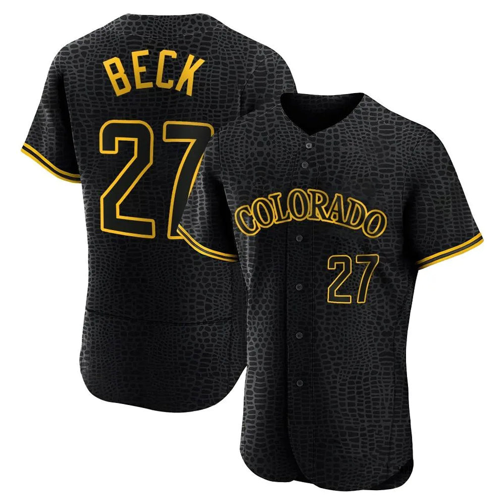 tocy C.Rockies #27 Jordan Beck Player Black Snake Skin City Limited Elite Home Stitched Jerseys