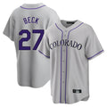 tocy C.Rockies #27 Jordan Beck Player Gray Game Home Stitched Jerseys