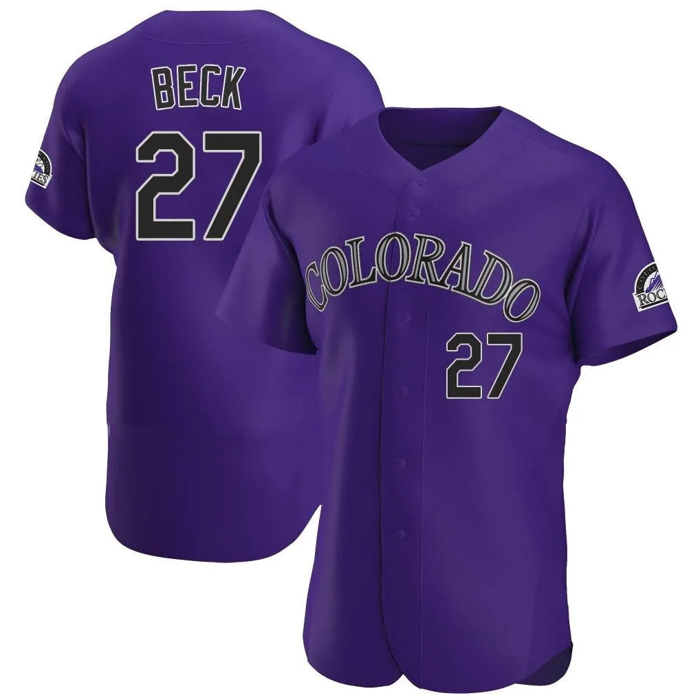 tocy C.Rockies #27 Jordan Beck Player Purple Limited Elite Home Stitched Jerseys