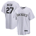tocy C.Rockies #27 Jordan Beck Player White Game Home Stitched Jerseys