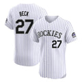 tocy C.Rockies #27 Jordan Beck Player White Limited Elite Home Stitched Jerseys