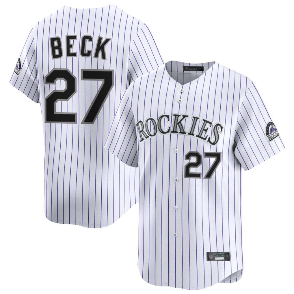 tocy C.Rockies #27 Jordan Beck Player White Limited Home Stitched Jerseys