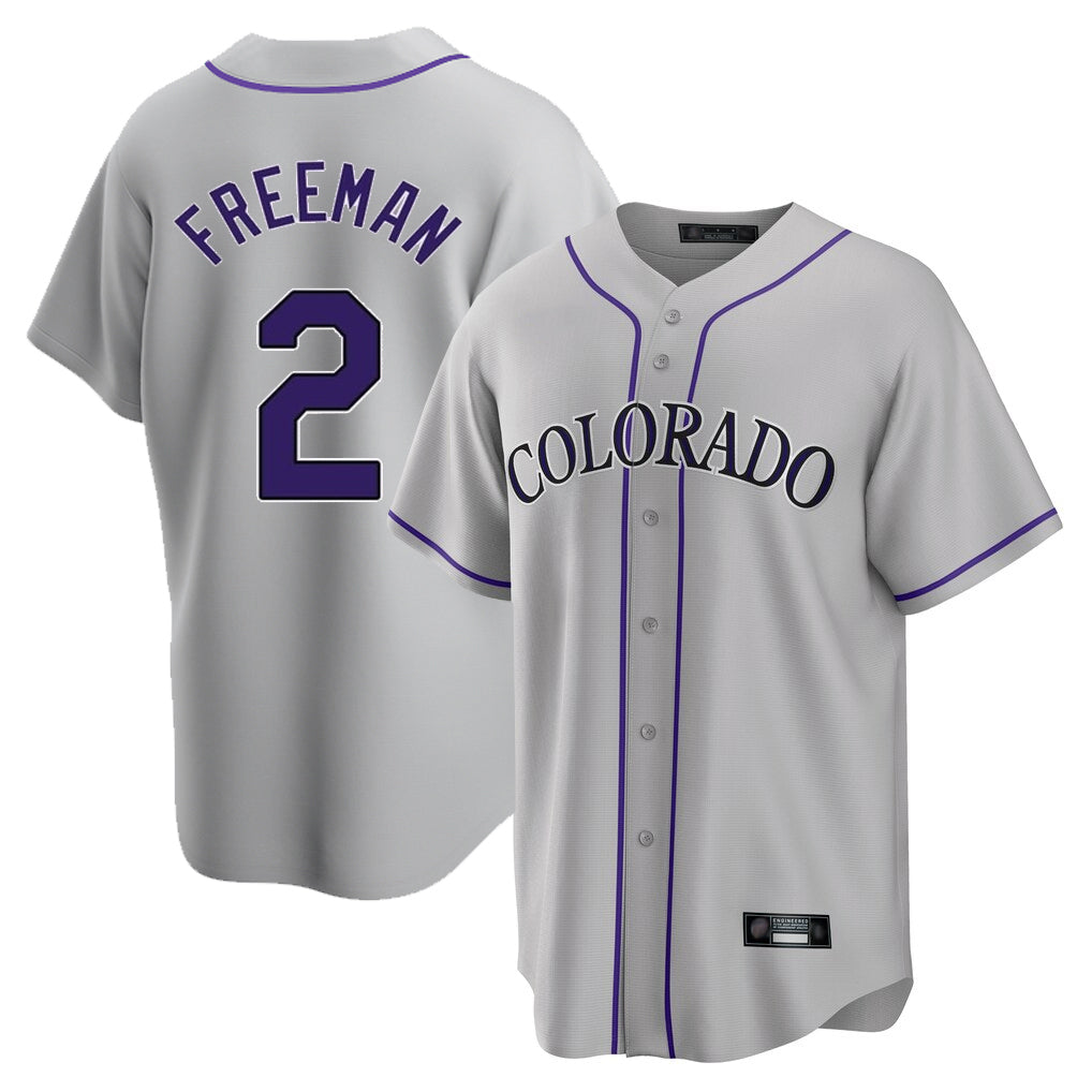 tocy C.Rockies #2 Tyler Freeman Player Gray Game Home Stitched Jerseys