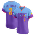 tocy C.Rockies #2 Tyler Freeman Player Purple-Light Blue City Connect Limited Elite Home T-shirt Stitched Jerseys