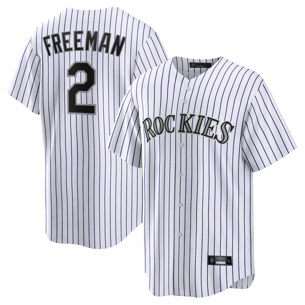 tocy C.Rockies #2 Tyler Freeman Player White Game Home Stitched Jerseys