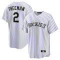 tocy C.Rockies #2 Tyler Freeman Player White Game Home Stitched Jerseys
