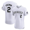 tocy C.Rockies #2 Tyler Freeman Player White Limited Elite Home Stitched Jerseys