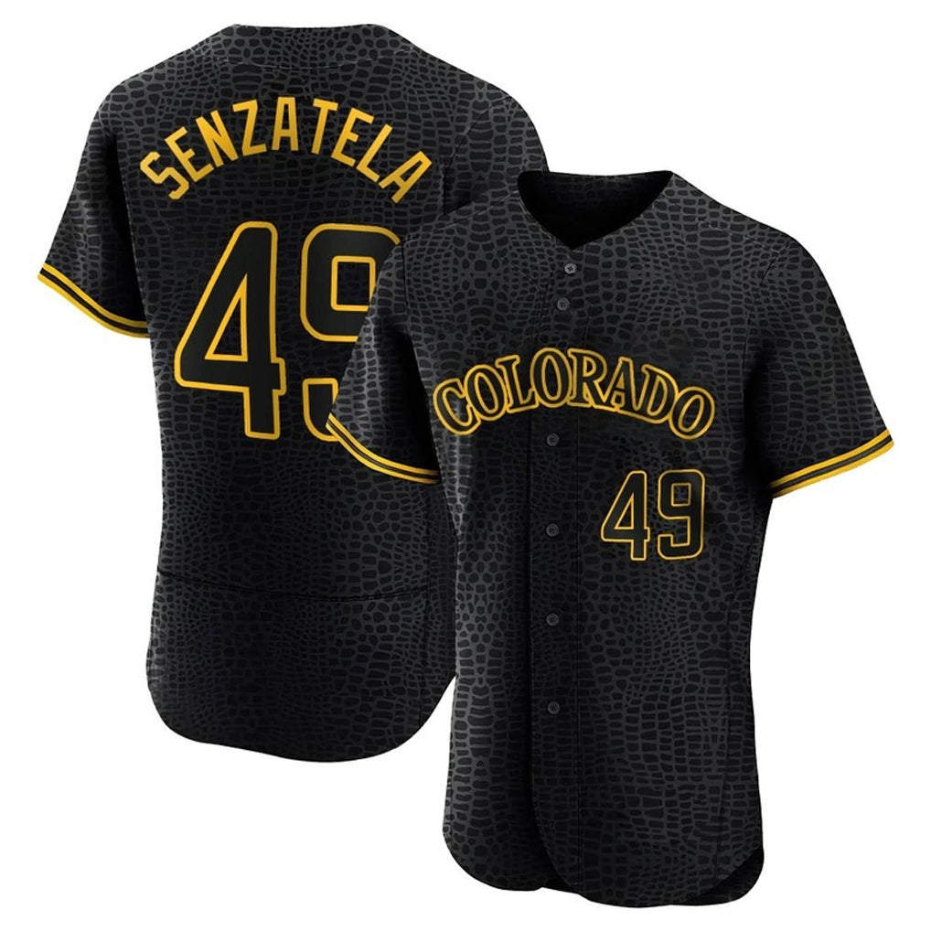 tocy C.Rockies #49 Antonio Senzatela Player Black Snake Skin City Limited Elite Home Stitched Jerseys