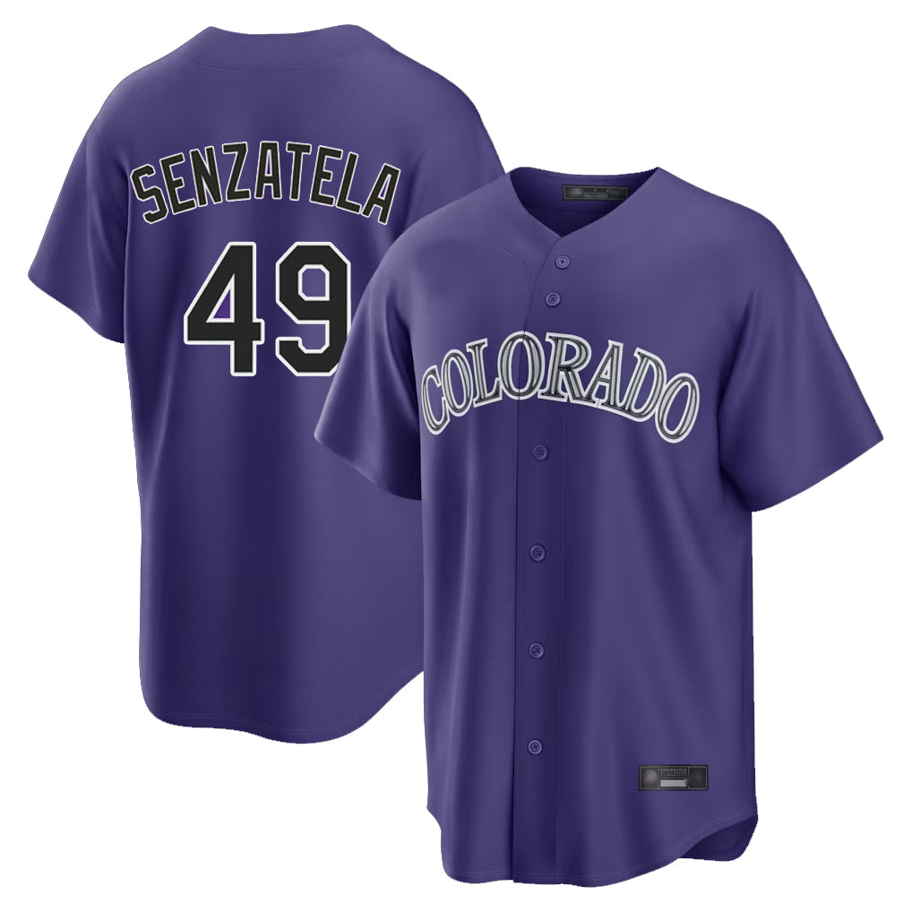 tocy C.Rockies #49 Antonio Senzatela Player Purple Game Home Stitched Jerseys