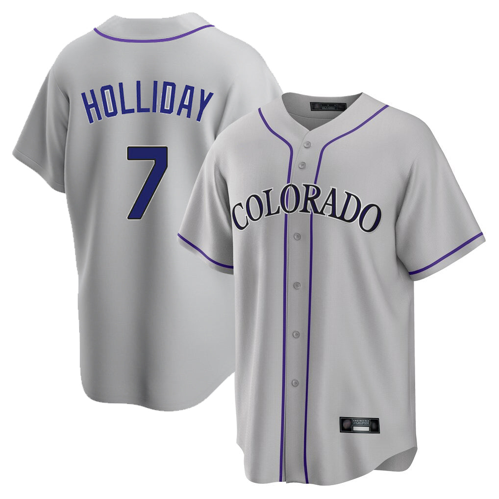 tocy C.Rockies #7 Matt Holliday Player Gray Game Home Stitched Jerseys