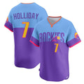 tocy C.Rockies #7 Matt Holliday Player Purple-Light Blue City Connect Limited Home T-shirt Stitched Jerseys