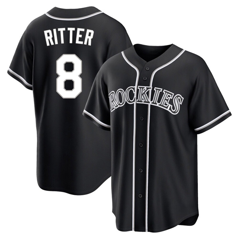 tocy C.Rockies #8 Ryan Ritter Player Black Fashion Out Home Game Stitched Jerseys