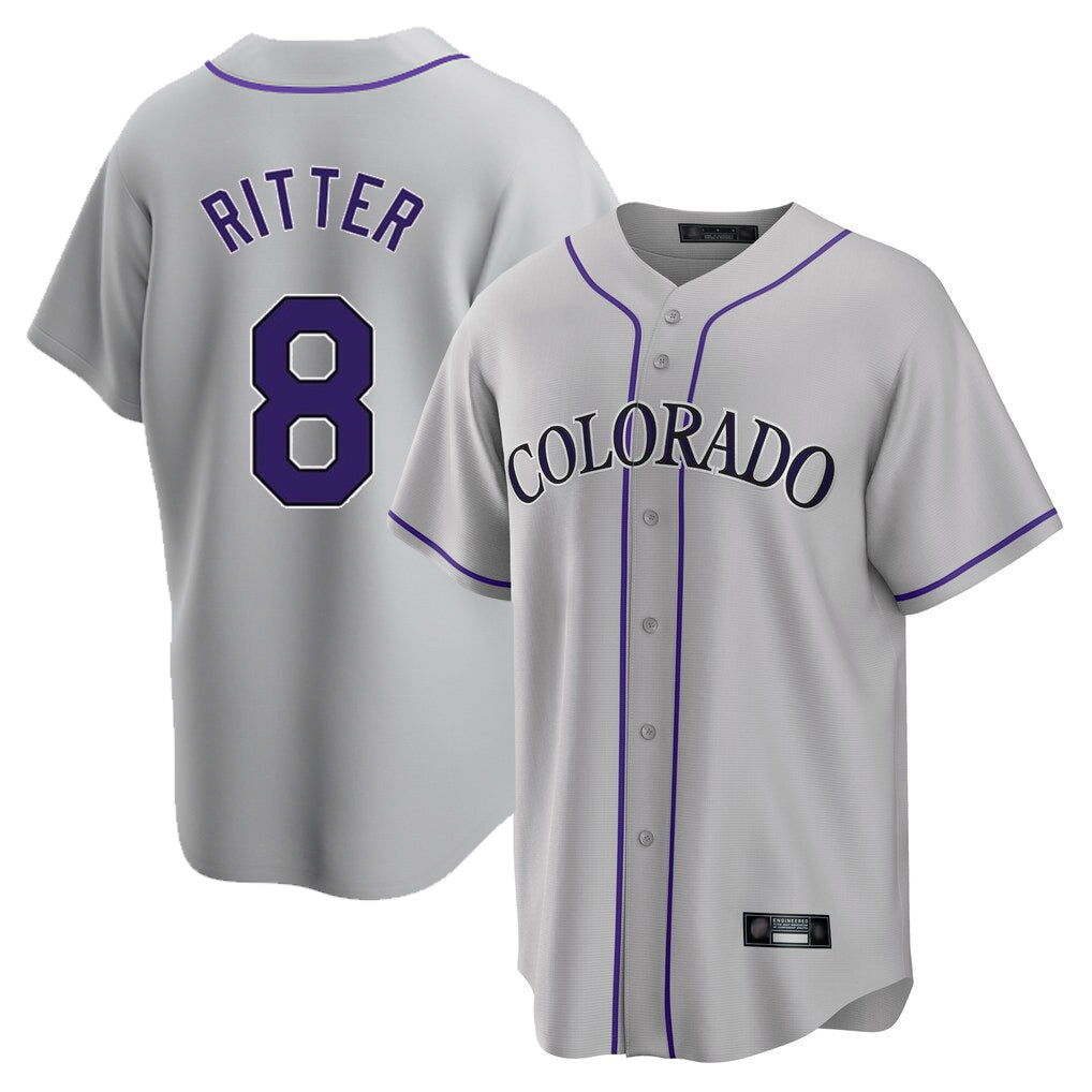 tocy C.Rockies #8 Ryan Ritter Player Gray Game Home Stitched Jerseys