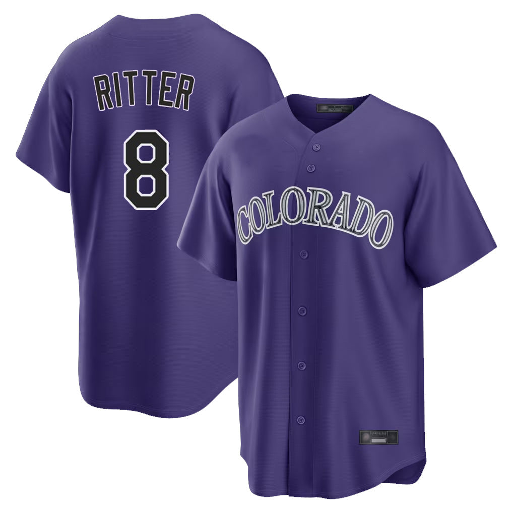 tocy C.Rockies #8 Ryan Ritter Player Purple Game Home Stitched Jerseys