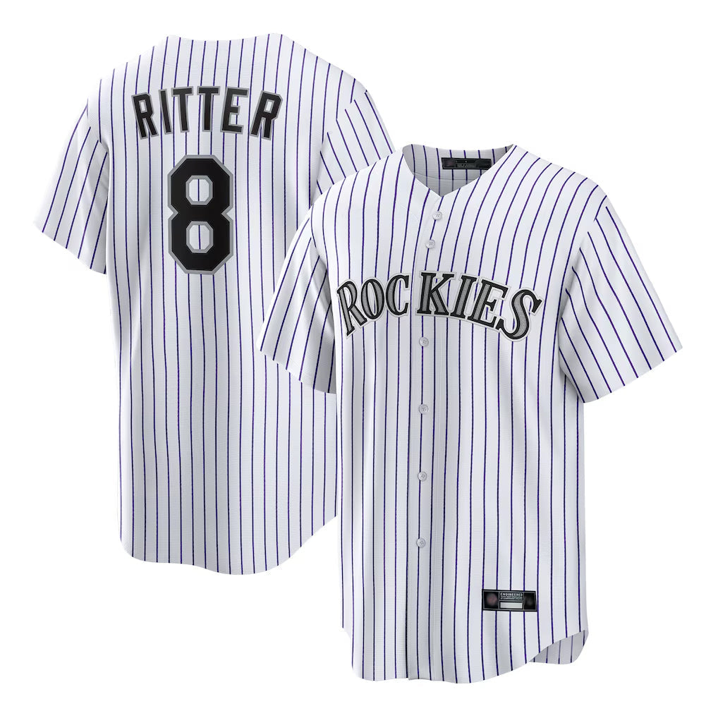 tocy C.Rockies #8 Ryan Ritter Player White Game Home Stitched Jerseys