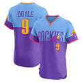 tocy C.Rockies #9 Brenton Doyle Player Purple-Light Blue City Connect Limited Elite Home T-shirt Stitched Jerseys