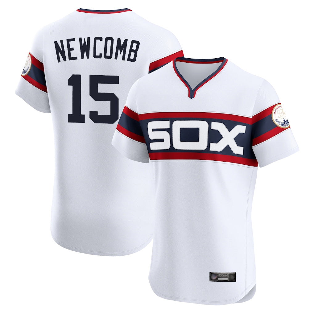 tocy C.White Sox #15 Sean Newcomb Player White T-shirt Limited Elite Home Stitched Jerseys