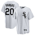 tocy C.White Sox #20 Miguel Vargas Player White Stripe Home Game Stitched Jerseys