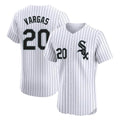 tocy C.White Sox #20 Miguel Vargas Player White Stripe Limited Elite Home Stitched Jerseys