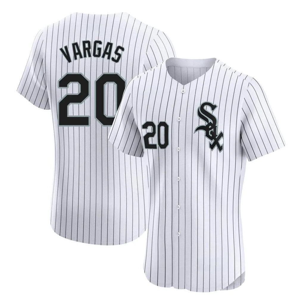 tocy C.White Sox #20 Miguel Vargas Player White Stripe Limited Elite Home Stitched Jerseys