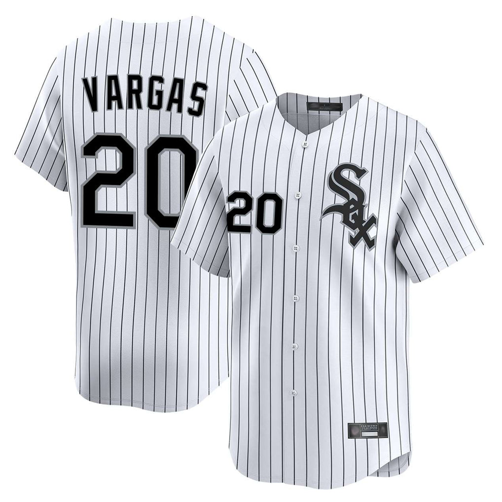 tocy C.White Sox #20 Miguel Vargas Player White Stripe Limited Home Stitched Jerseys