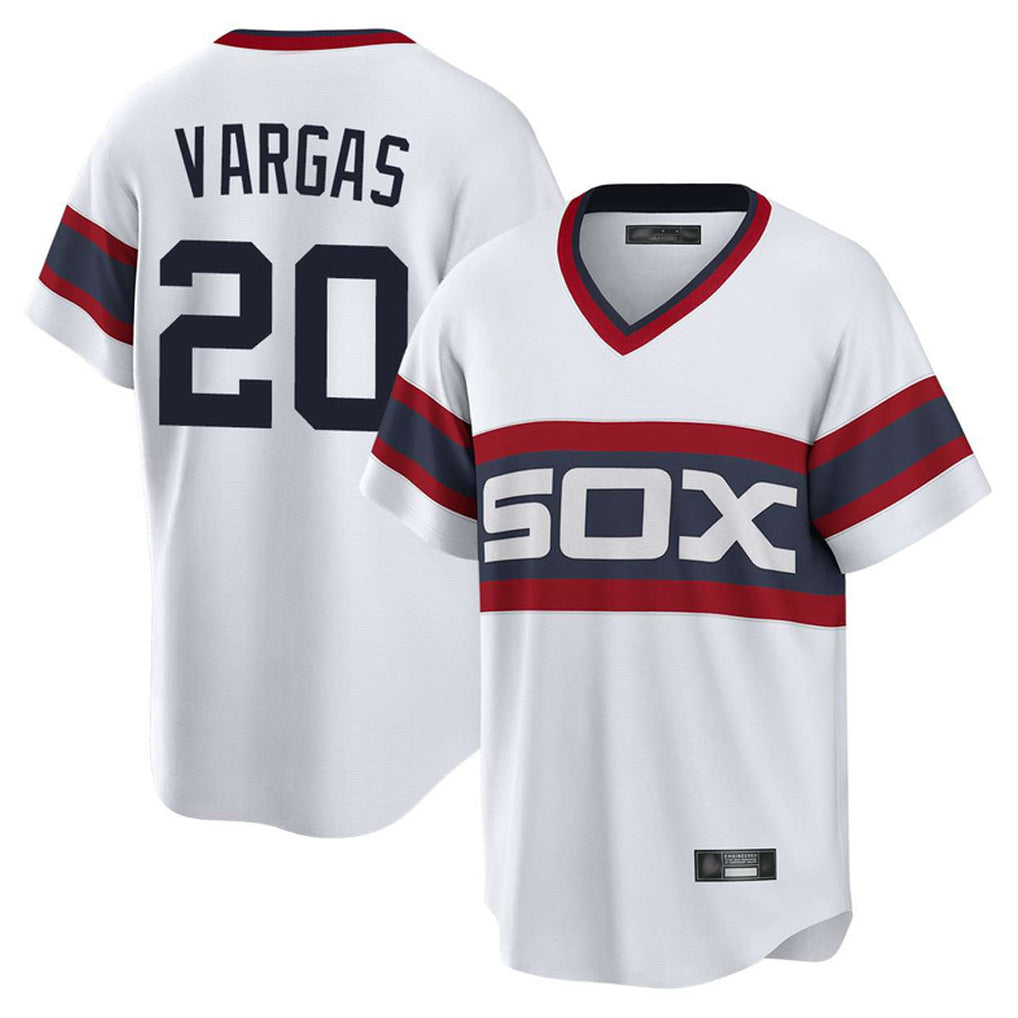 tocy C.White Sox #20 Miguel Vargas Player White T-shirt Home Game Stitched Jerseys