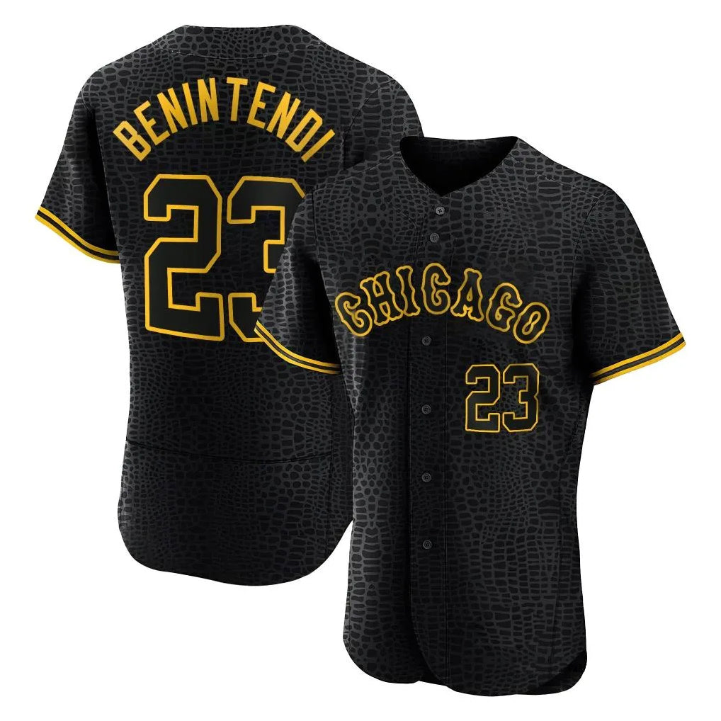 tocy C.White Sox #23 Andrew Benintendi Player Black Snake Skin City Limited Elite Home Stitched Jerseys