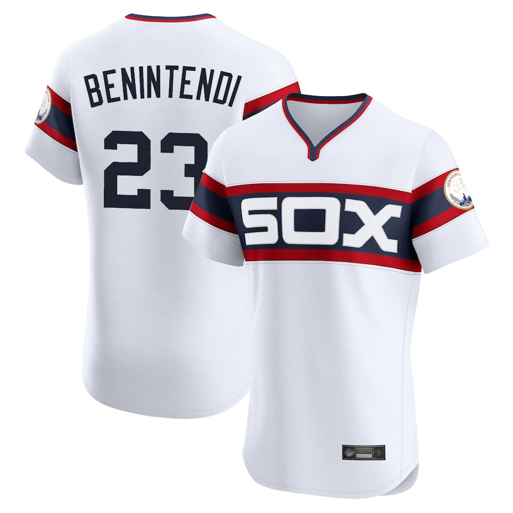tocy C.White Sox #23 Andrew Benintendi Player White T-shirt Limited Elite Home Stitched Jerseys