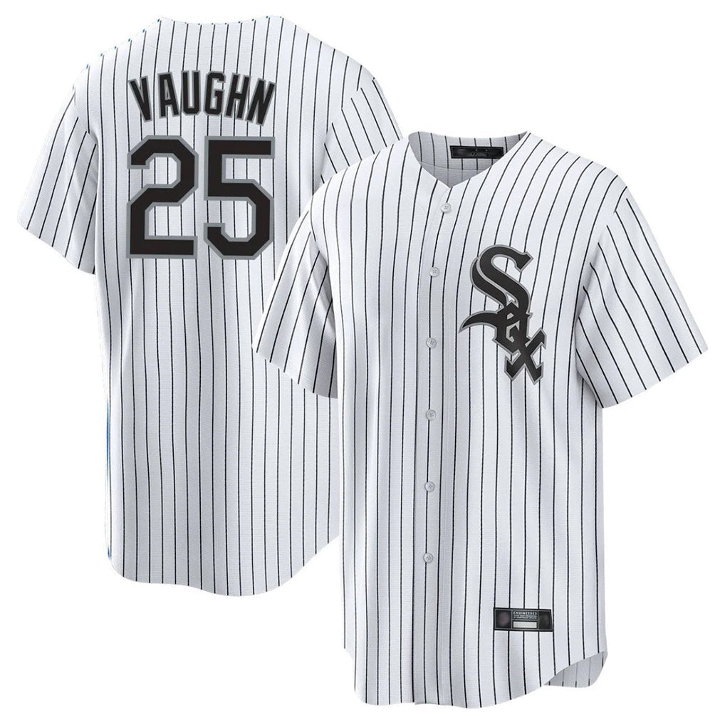tocy C.White Sox #25 Andrew Vaughn Player White Stripe Home Game Stitched Jerseys