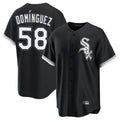 tocy C.White Sox #58 Seranthony Dom¡§anguez Player Black Home Game Stitched Jerseys