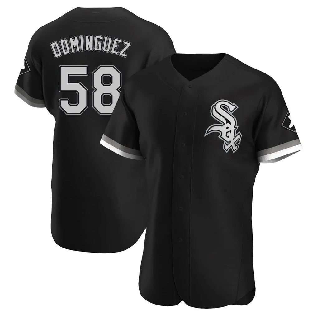 tocy C.White Sox #58 Seranthony Dom¡§anguez Player Black Limited Elite Home Stitched Jerseys