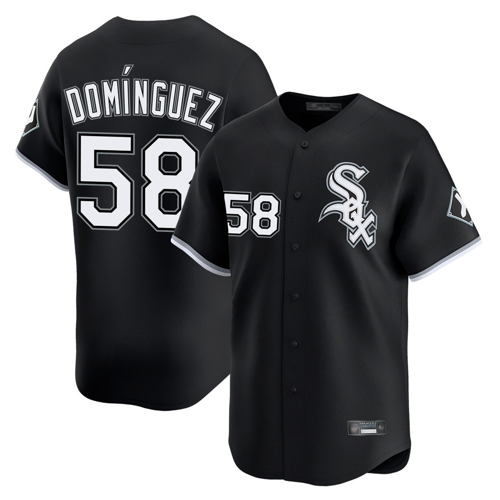 tocy C.White Sox #58 Seranthony Dom¡§anguez Player Black Limited Home Stitched Jerseys