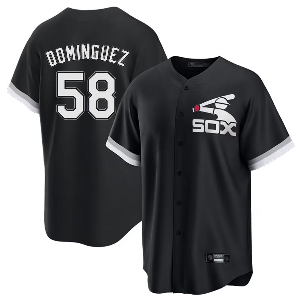 tocy C.White Sox #58 Seranthony Dom¡§anguez Player Black Spring Training Game Stitched Jerseys